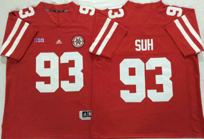 NCAA Men Nebraska Huskers Red #93 SUH->ncaa teams->NCAA Jersey